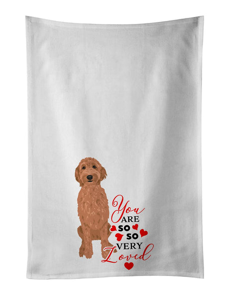 Decorative White Kitchen Towel Set – 100% Cotton, ", Set of 2
