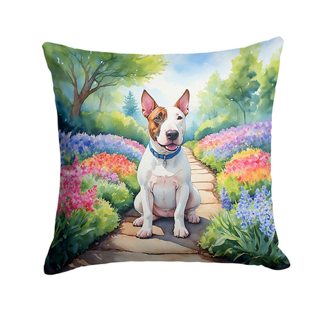 English Bull Terrier Spring Path Decorative Pillow