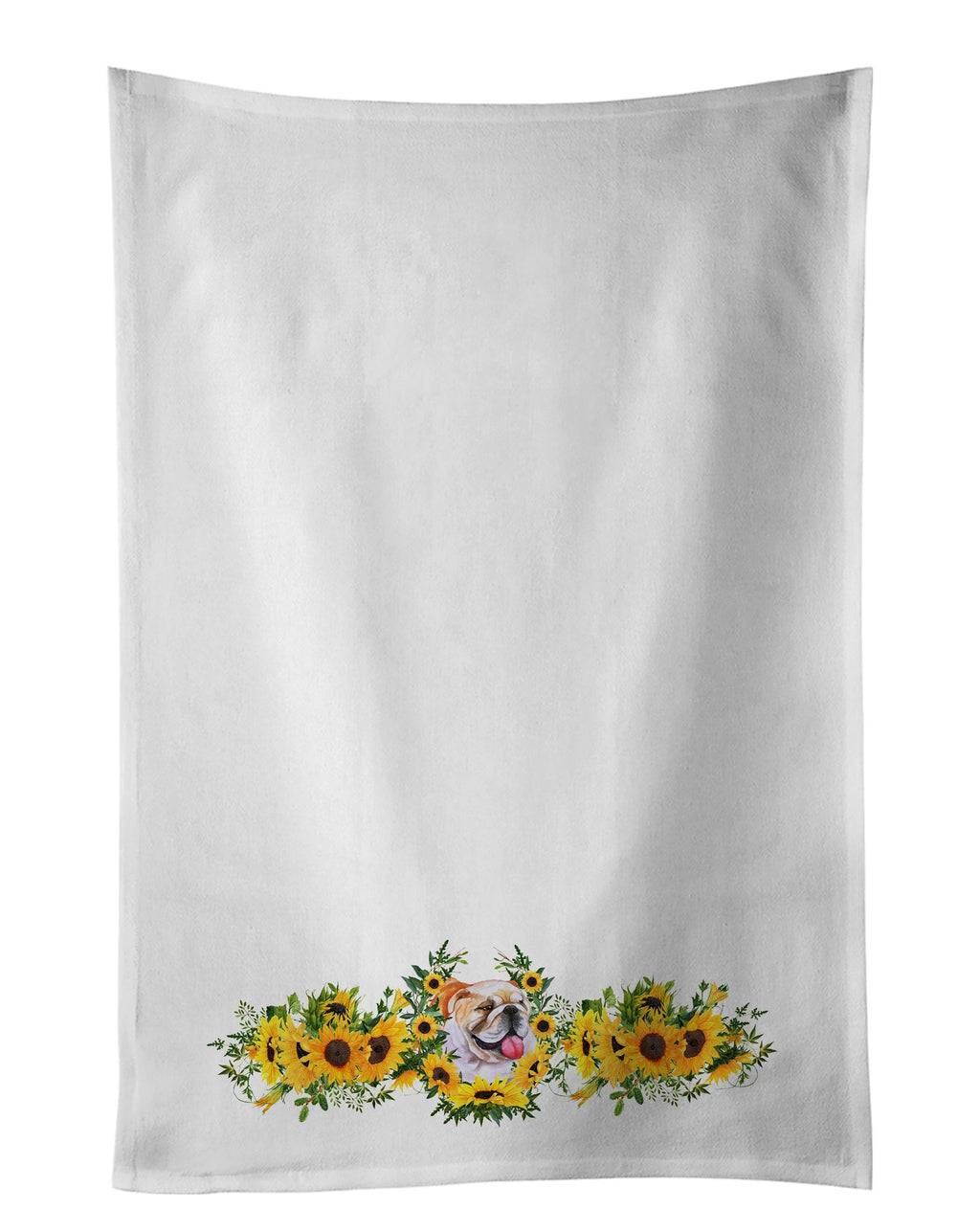 English Bulldog in Sunflowers Kitchen Towel Set