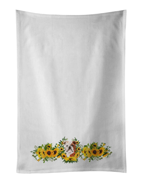 English Bulldog in Sunflowers Kitchen Towel Set