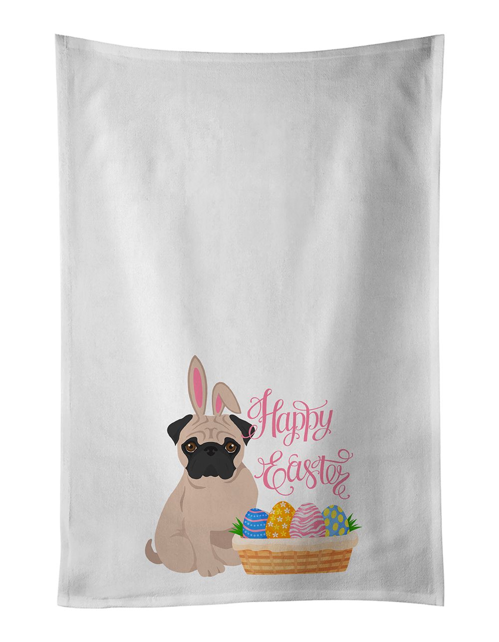 Fawn Pug Easter Egg Hunt Kitchen Towel Set
