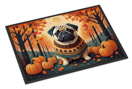 Fawn Pug Fall Indoor-Outdoor Doormat