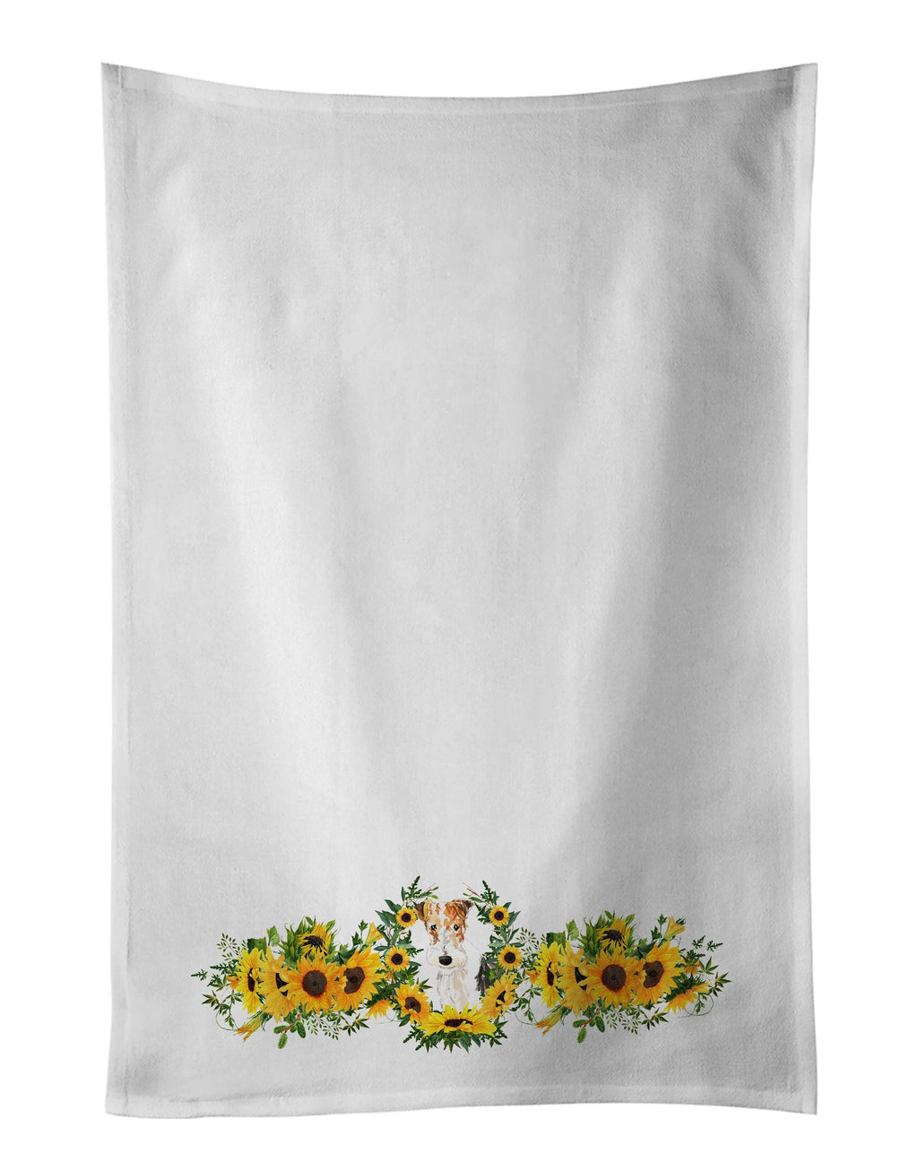 Fox Terrier in Sunflowers Kitchen Towels