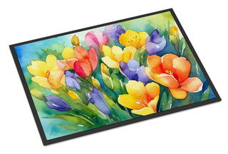 Watercolor Freesias Botanical Doormat