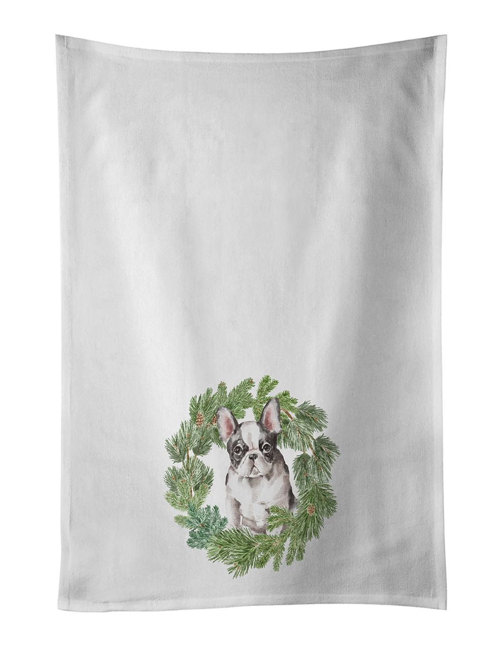 French Bulldog Christmas Wreath Kitchen Towel Set