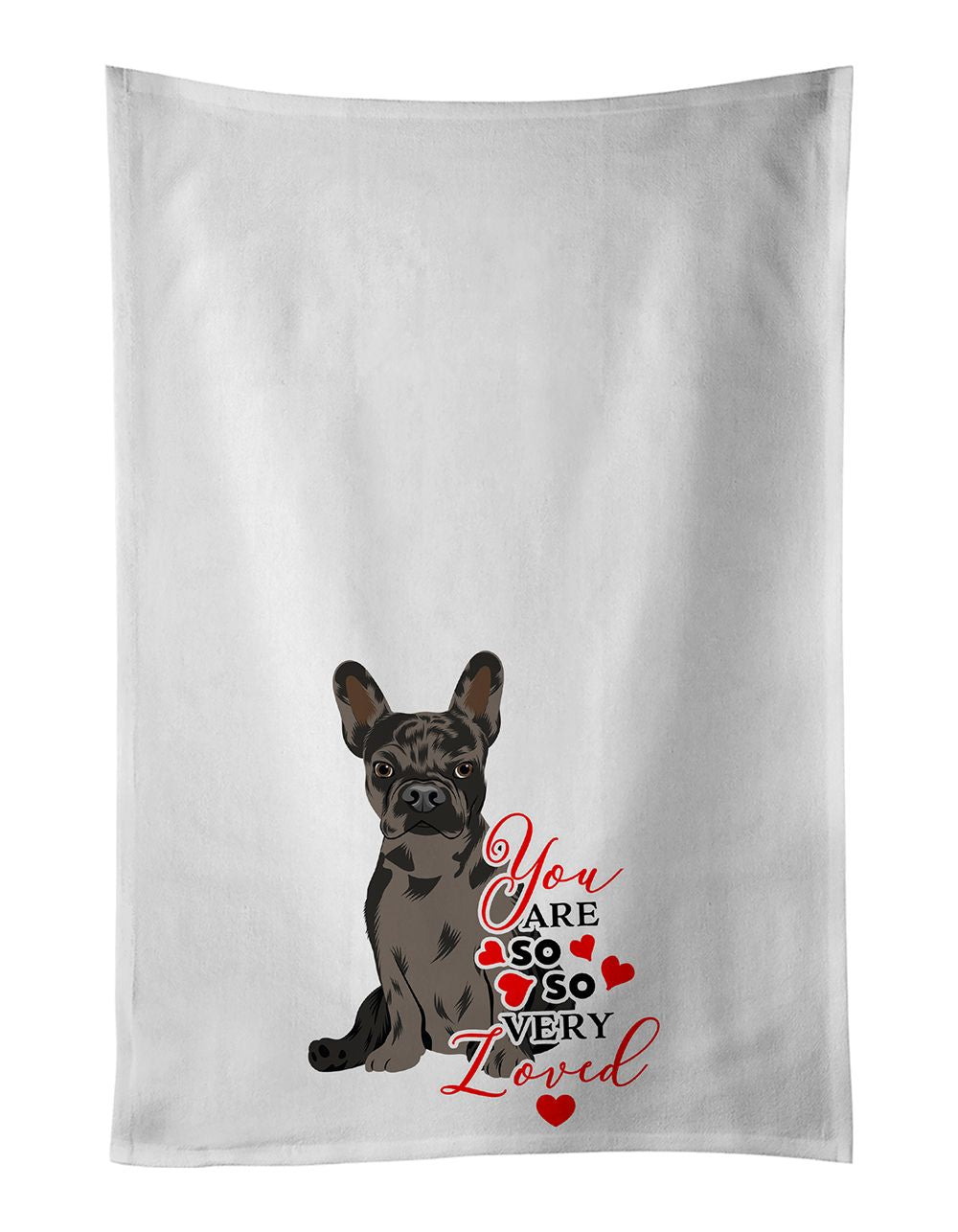 Chocolate French Bulldog Valentine's Kitchen Towels