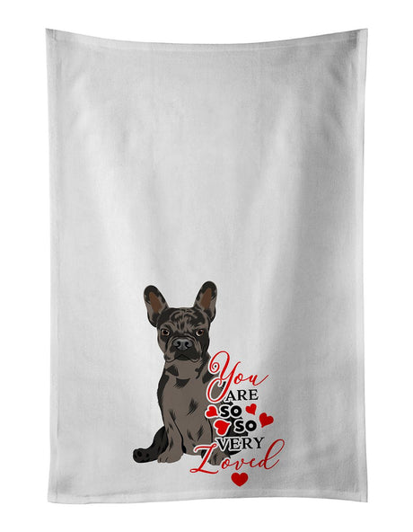 Chocolate French Bulldog Valentine's Kitchen Towels