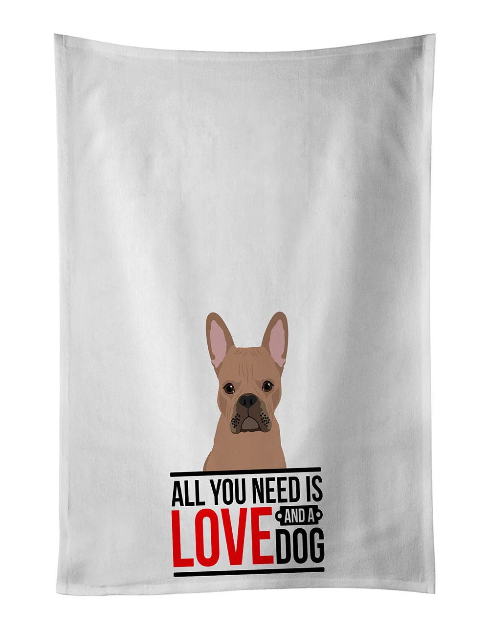 Cream French Bulldog White Kitchen Towel Set