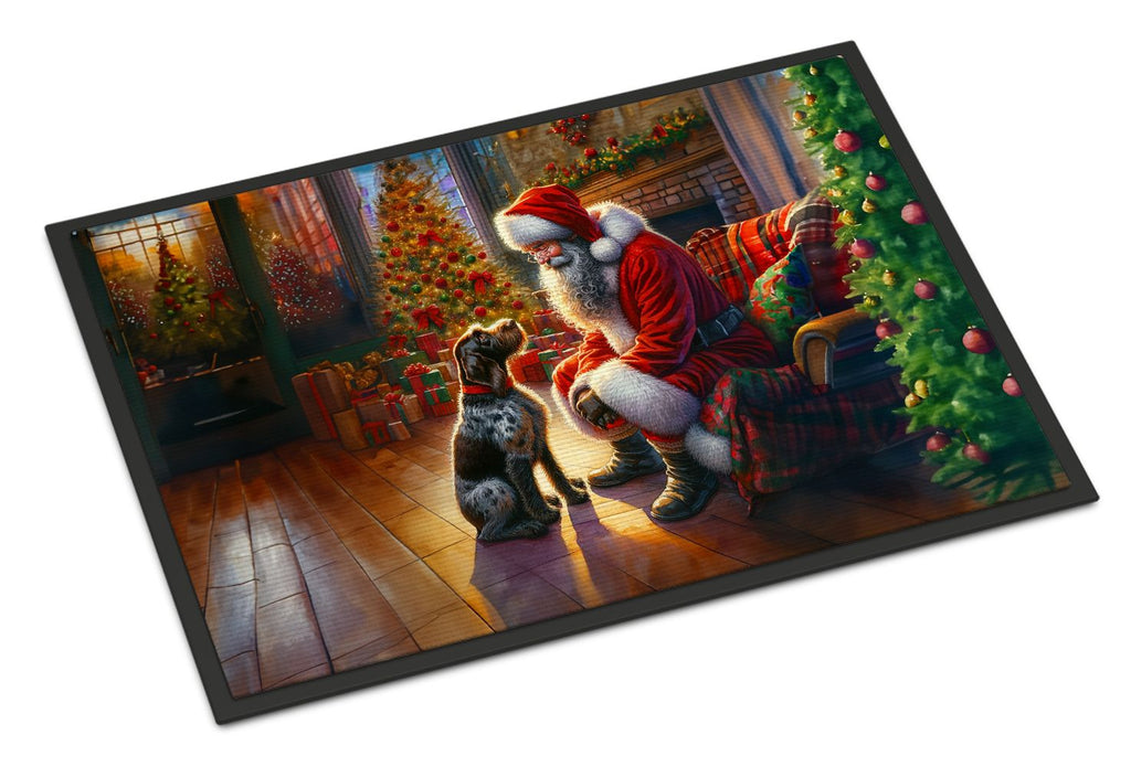 German Wirehaired Pointer and Santa Christmas Doormat