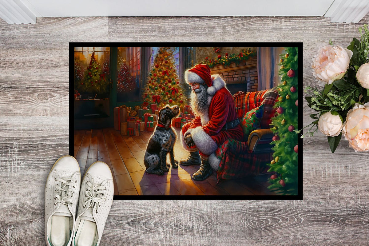 German Wirehaired Pointer and Santa Christmas Doormat
