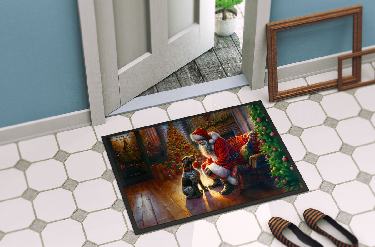 German Wirehaired Pointer and Santa Christmas Doormat