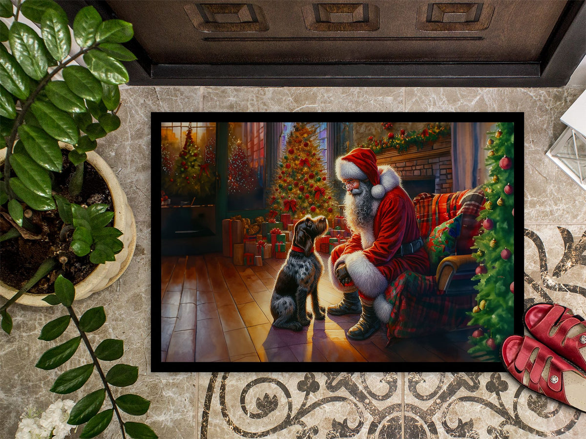 German Wirehaired Pointer and Santa Christmas Doormat