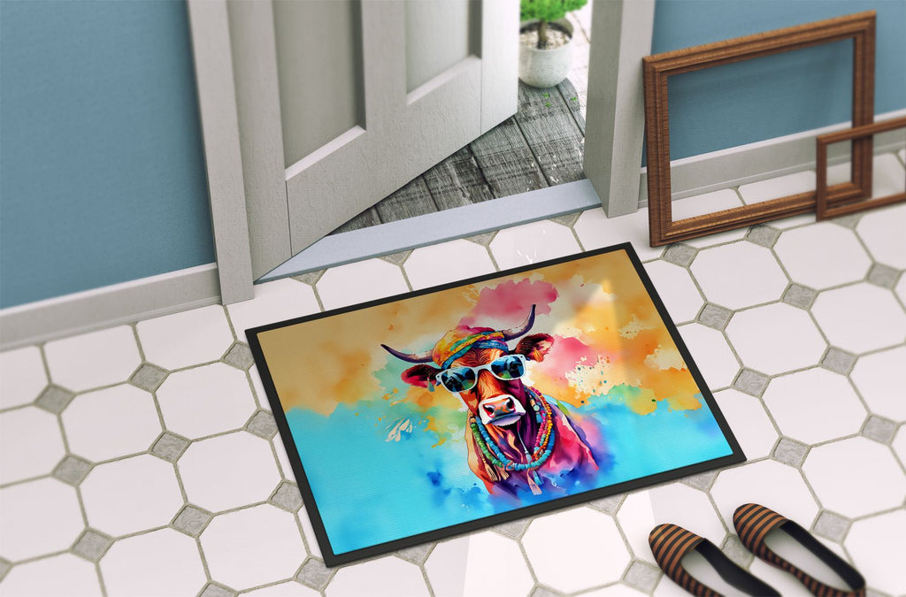 Hippie Animal Cow Artwork Doormat