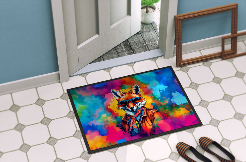 Hippie Fox Artwork Indoor-Outdoor Doormat
