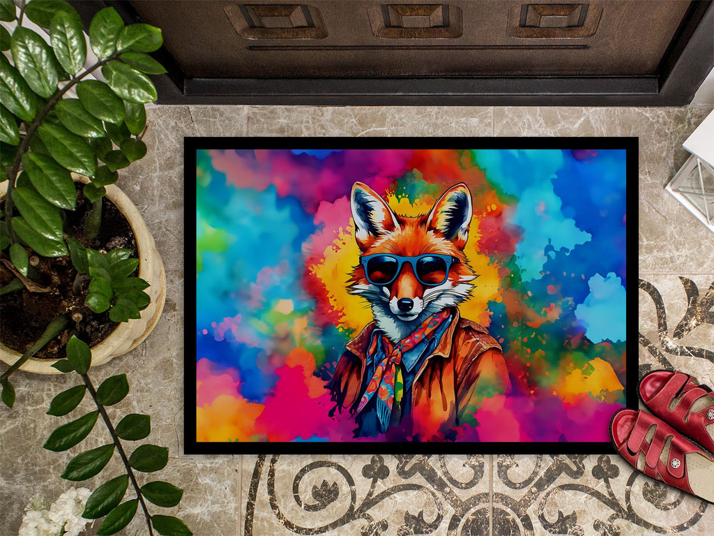 Hippie Fox Artwork Indoor-Outdoor Doormat