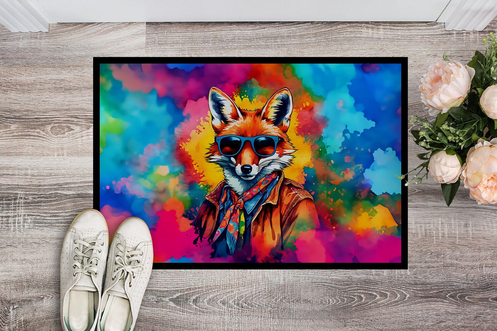 Hippie Fox Artwork Indoor-Outdoor Doormat