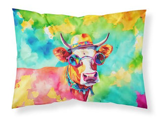NEW Hippie Animal Malvi Cow Standard Pillowcase Lightweight Super Soft Easy Care
