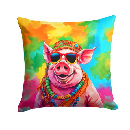 Hippie Pig Indoor and Outdoor Throw Pillow