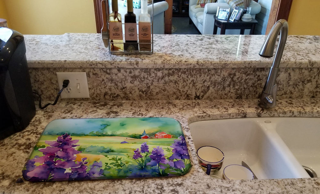 New Jersey Violet Watercolor Dish Drying Mat