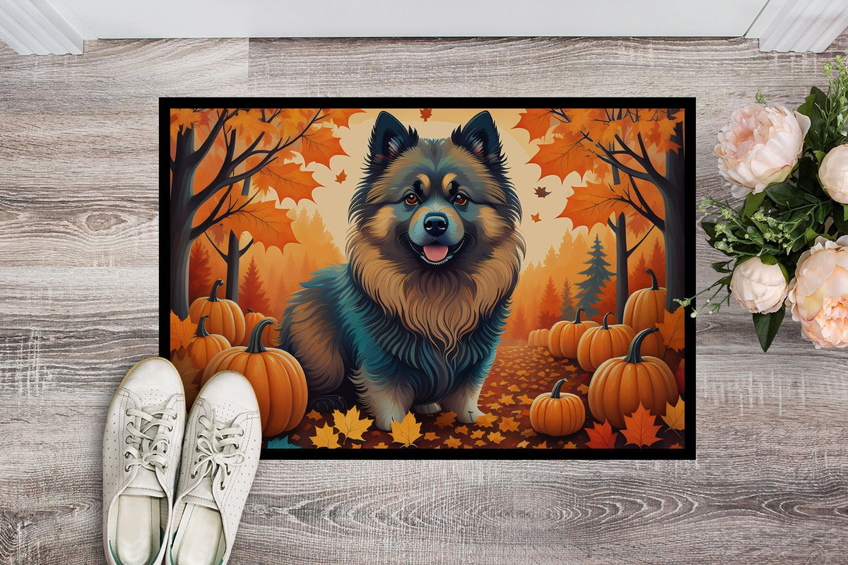 Keeshond Fall Artwork Indoor and Outdoor Doormat