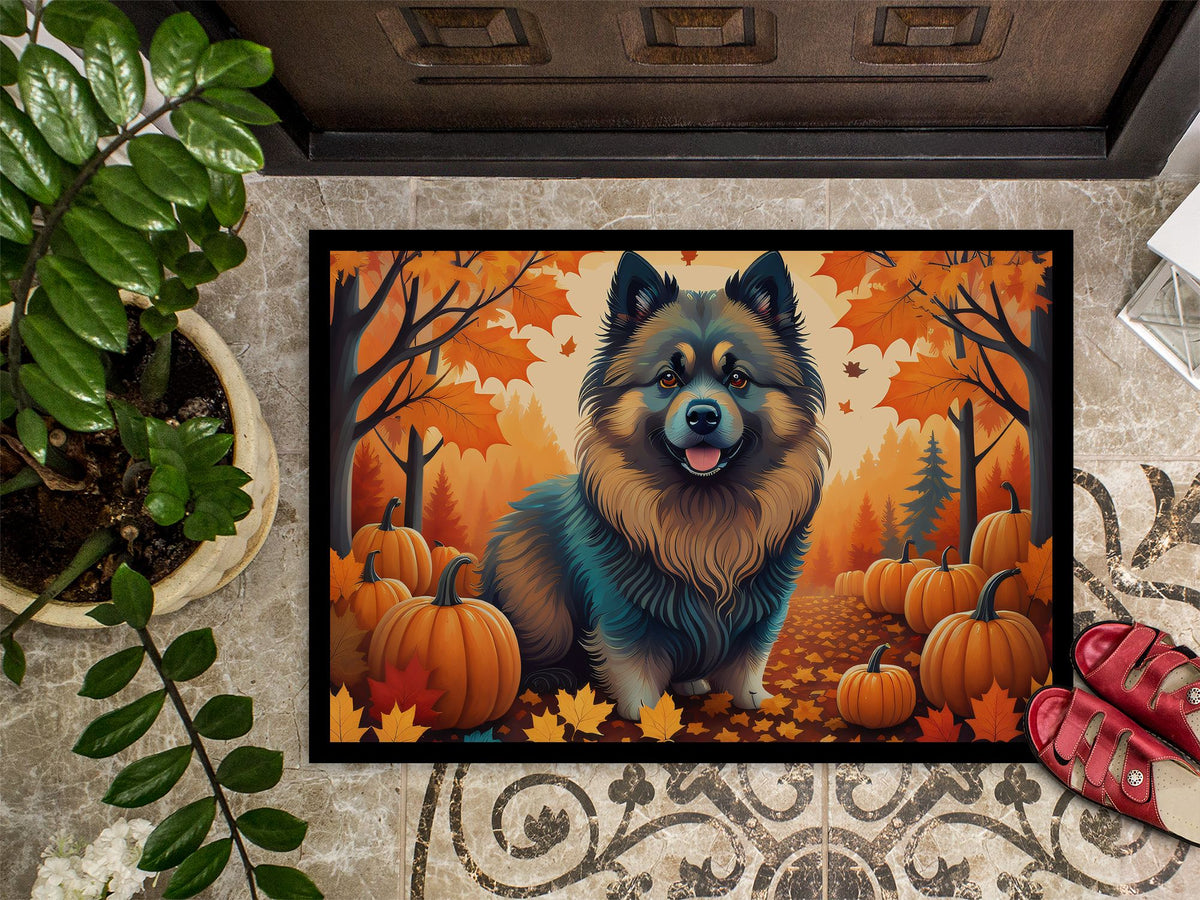 Keeshond Fall Artwork Indoor and Outdoor Doormat