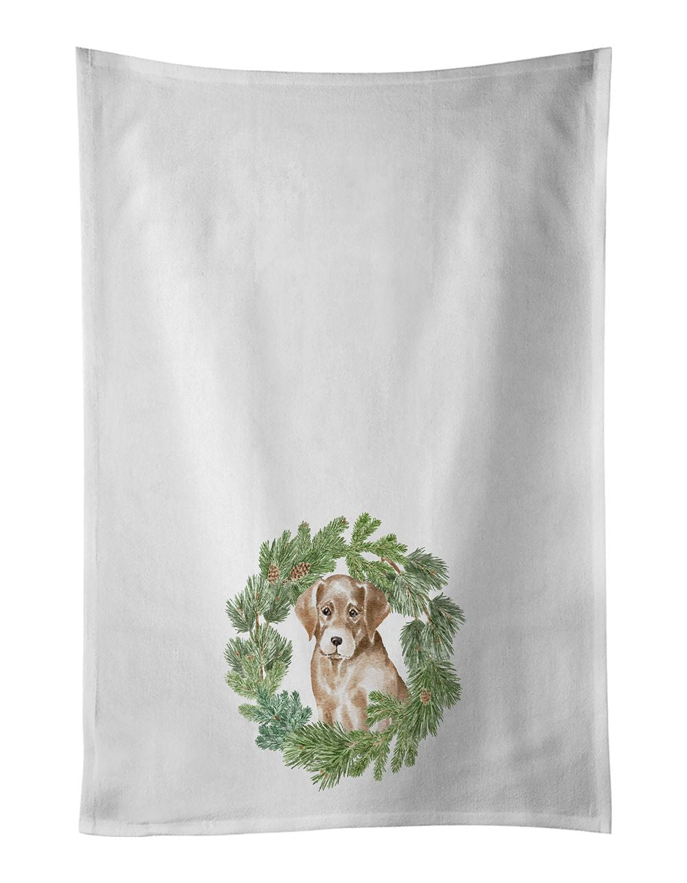 Yellow Labrador Christmas Wreath Kitchen Towel Set