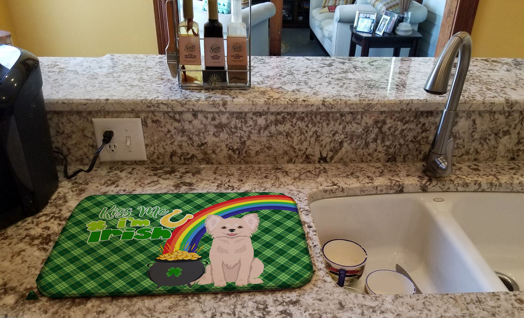Cream Chihuahua St. Patrick's Day Dish Drying Mat