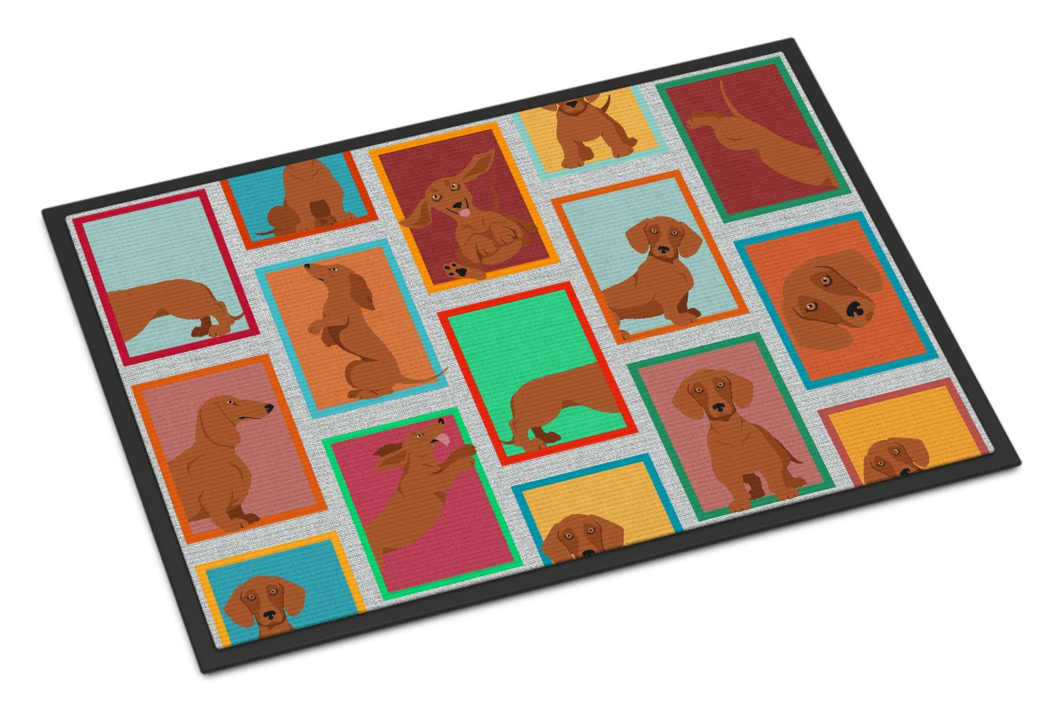 Red Dachshund Artwork Doormat for Indoor or Outdoor Entryways
