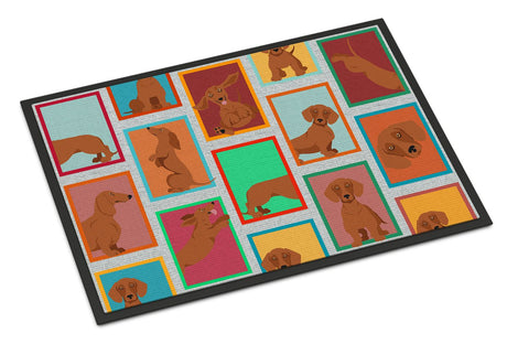Red Dachshund Artwork Doormat for Indoor or Outdoor Entryways