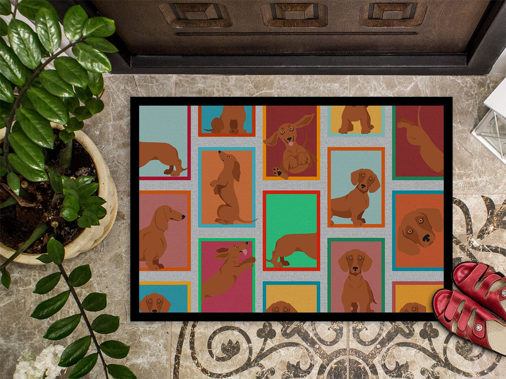 Red Dachshund Artwork Doormat for Indoor or Outdoor Entryways