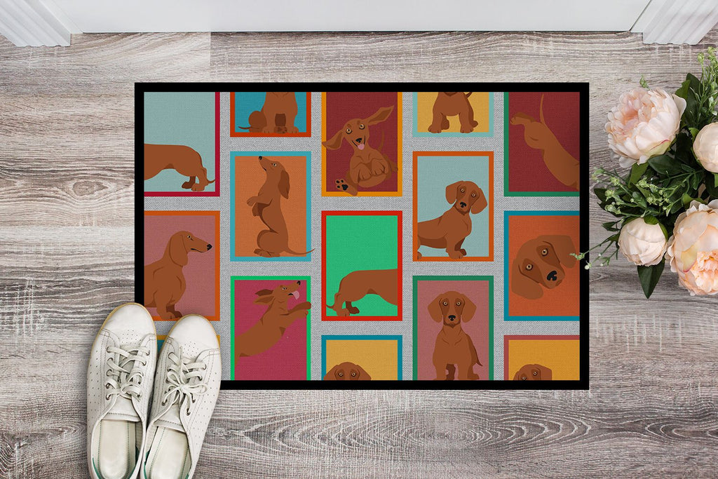 Red Dachshund Artwork Doormat for Indoor or Outdoor Entryways
