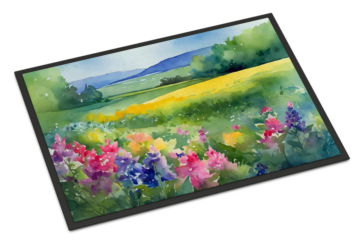 Massachusetts Mayflowers Watercolor Doormat