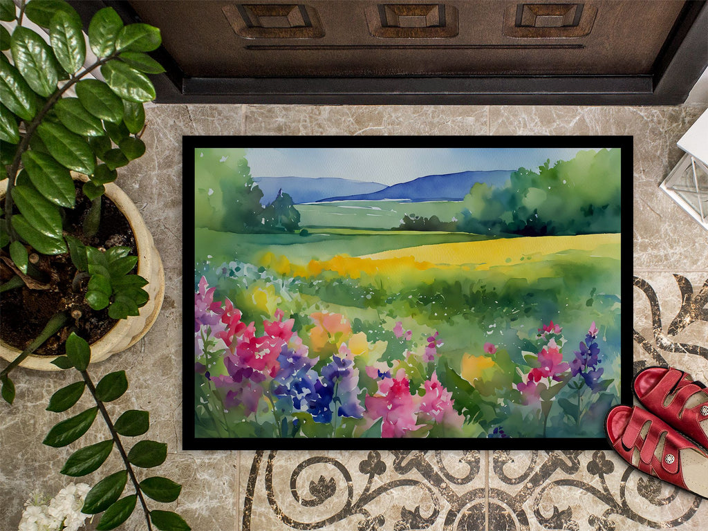 Massachusetts Mayflowers Watercolor Doormat