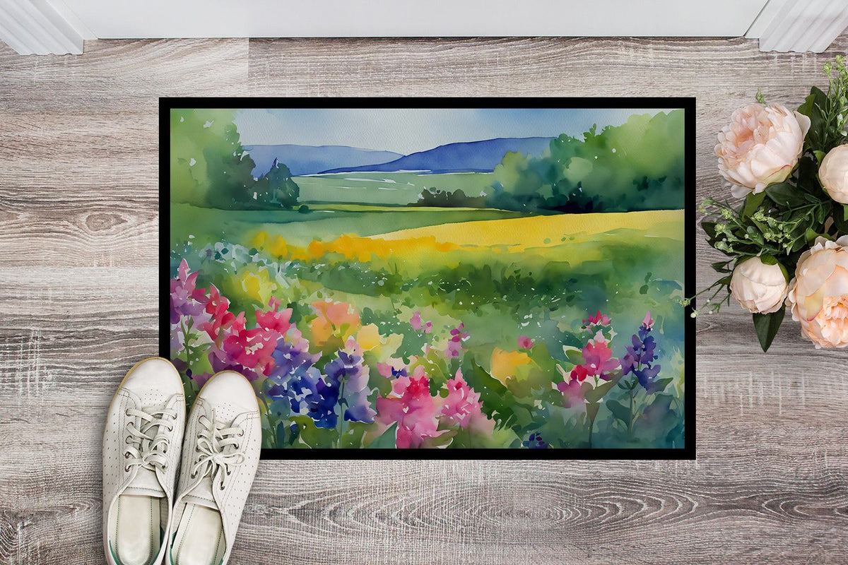 Massachusetts Mayflowers Watercolor Doormat