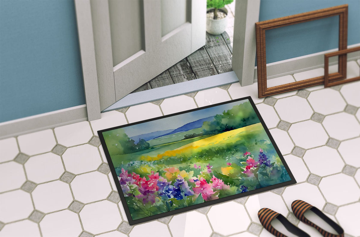 Massachusetts Mayflowers Watercolor Doormat