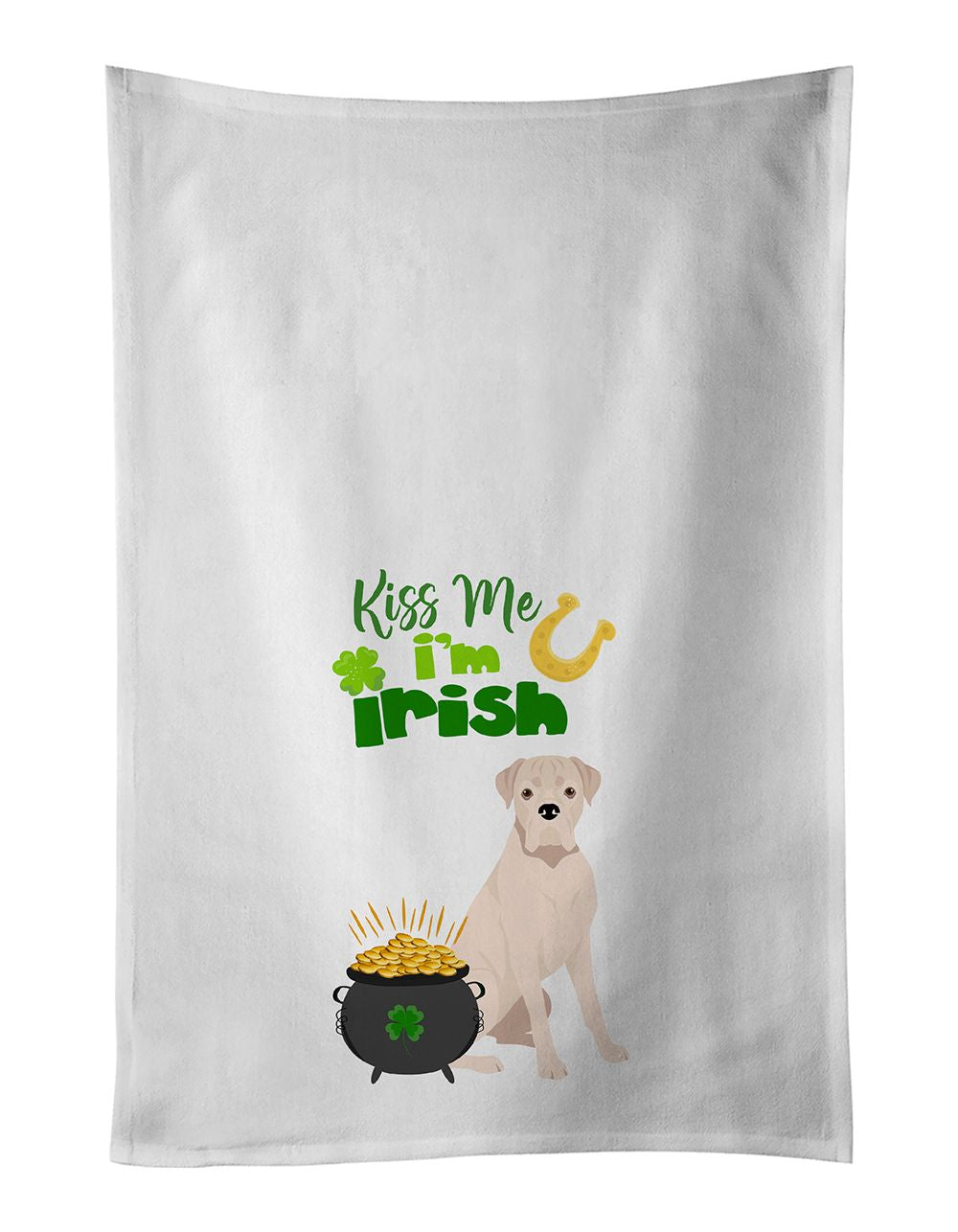 White Boxer St. Patrick's Day Kitchen Towel Set