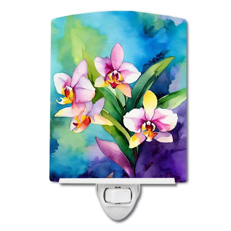 Watercolor Orchids Decorative Night Light