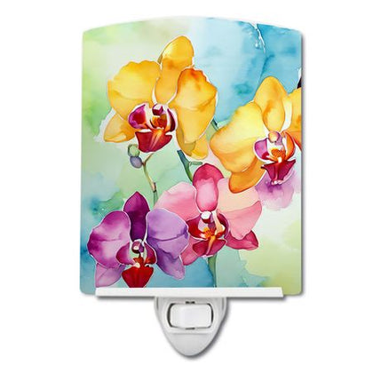 Watercolor Orchids Ceramic Night Light