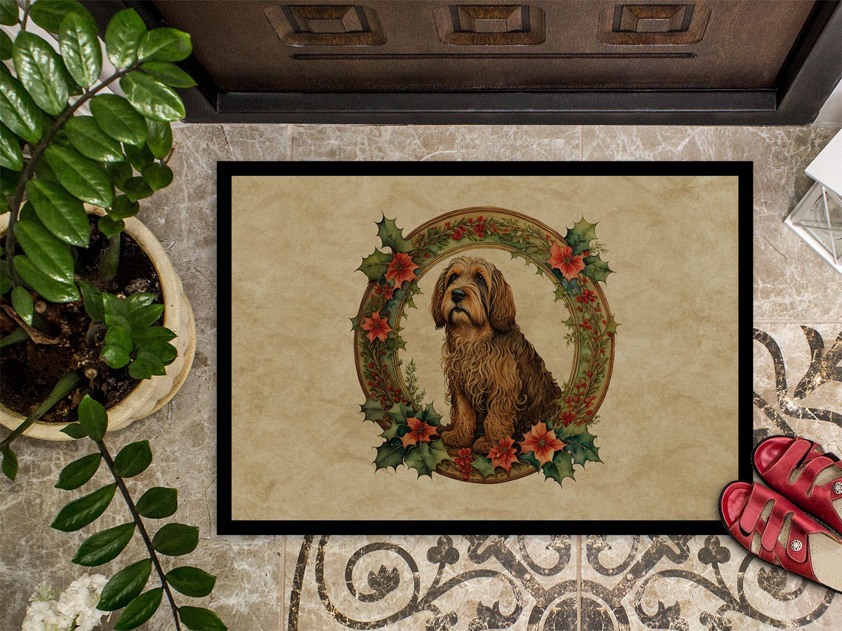 Otterhound Christmas Flowers Indoor-Outdoor Doormat