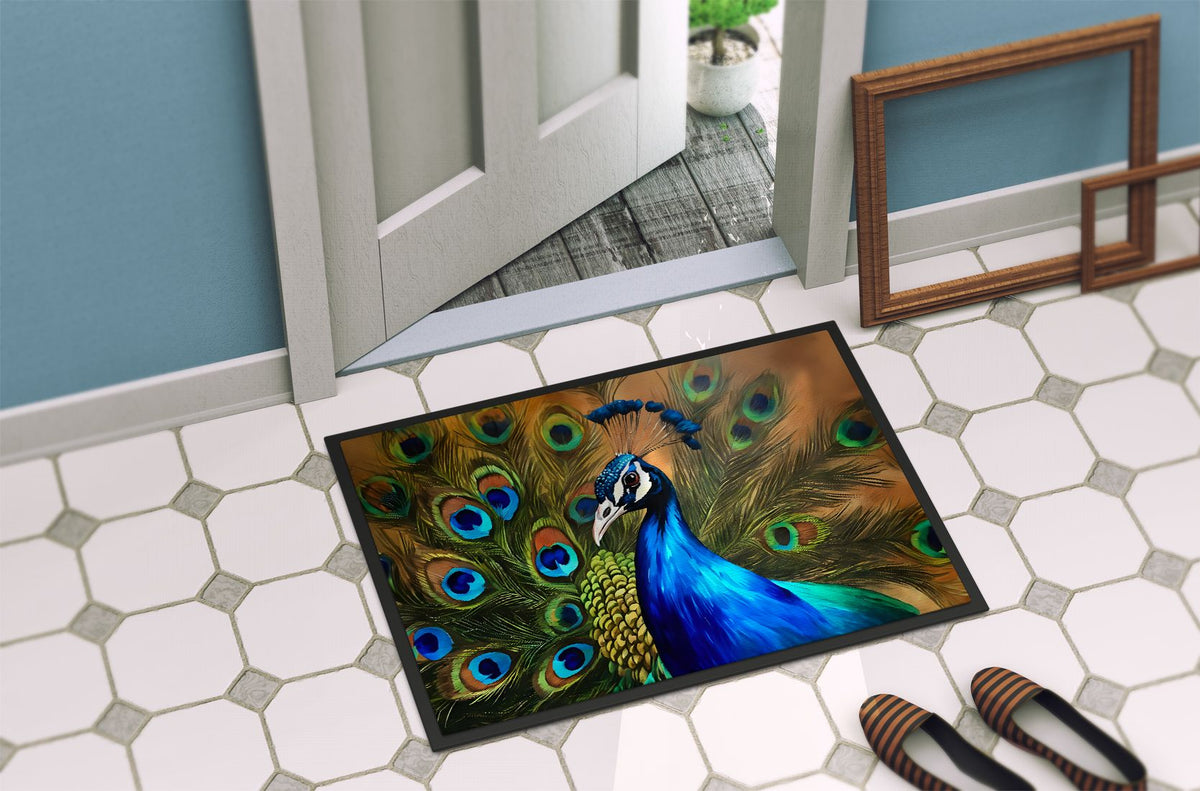 Peacock Artwork Indoor Outdoor Doormat