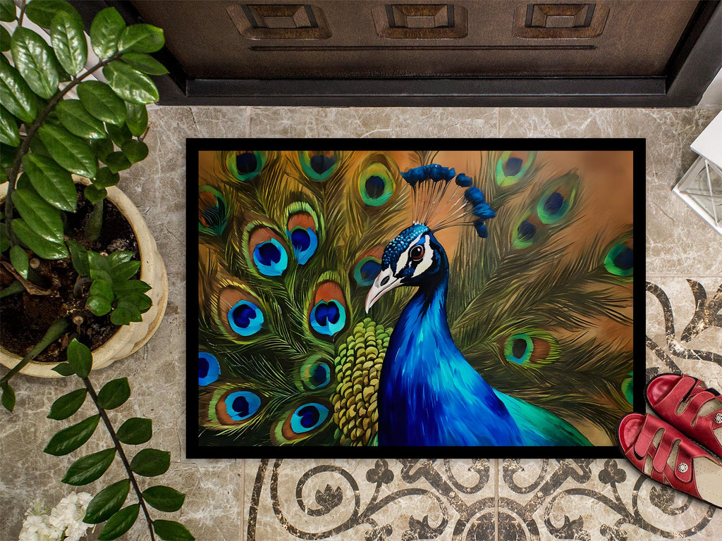 Peacock Artwork Indoor Outdoor Doormat