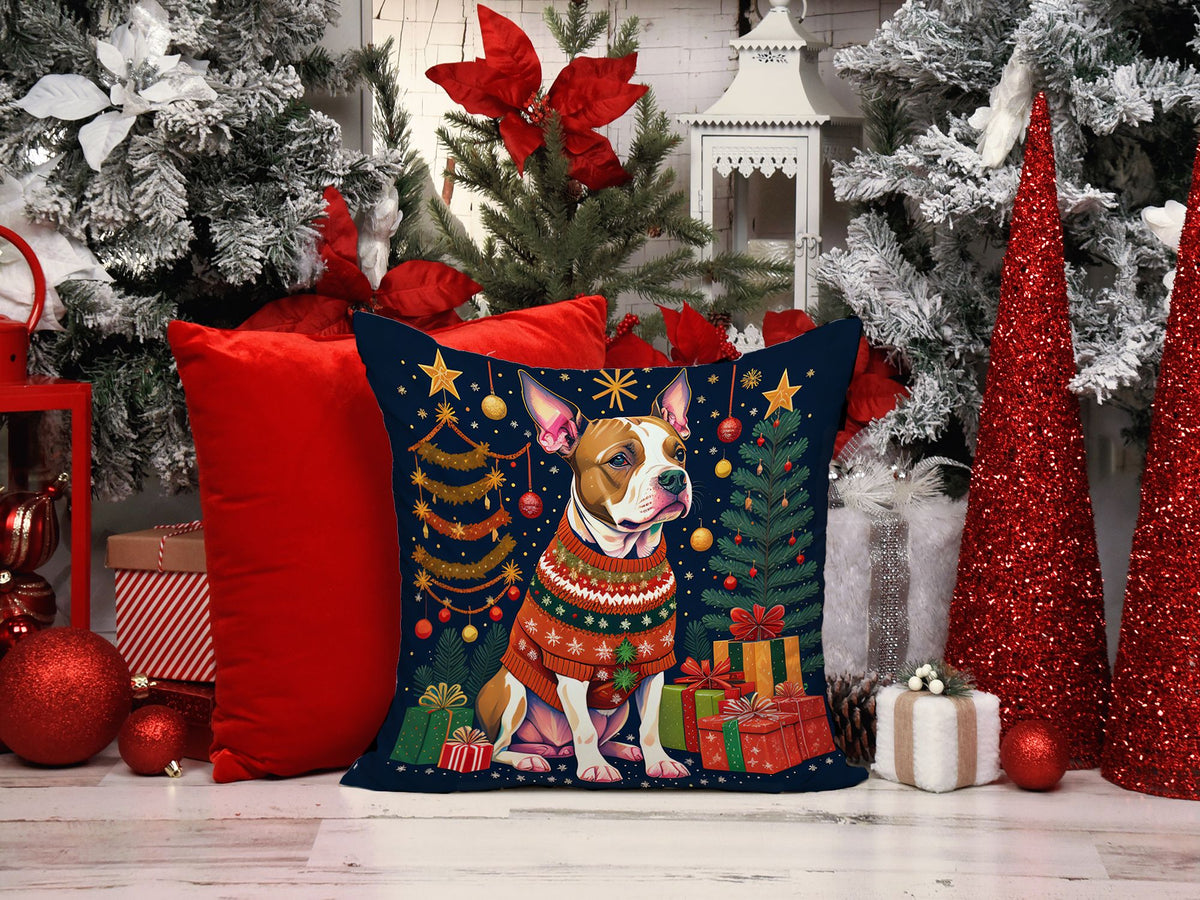 Pit Bull Terrier Christmas Decorative Throw Pillow