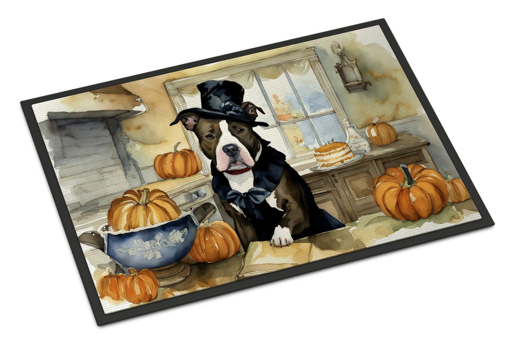 Pit Bull Terrier and Pumpkins Halloween Doormat