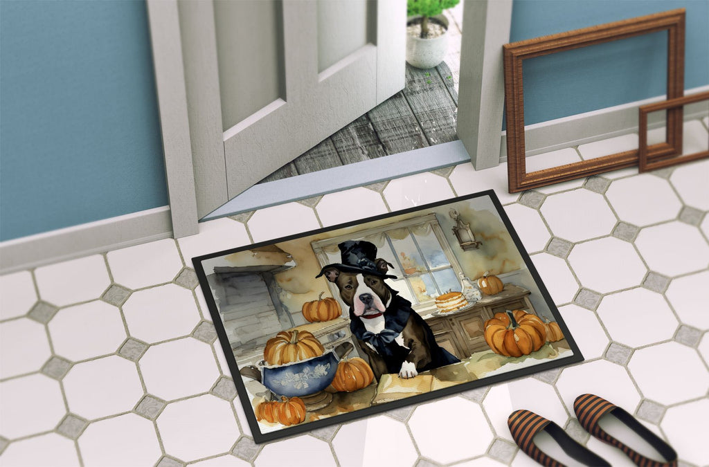Pit Bull Terrier and Pumpkins Halloween Doormat