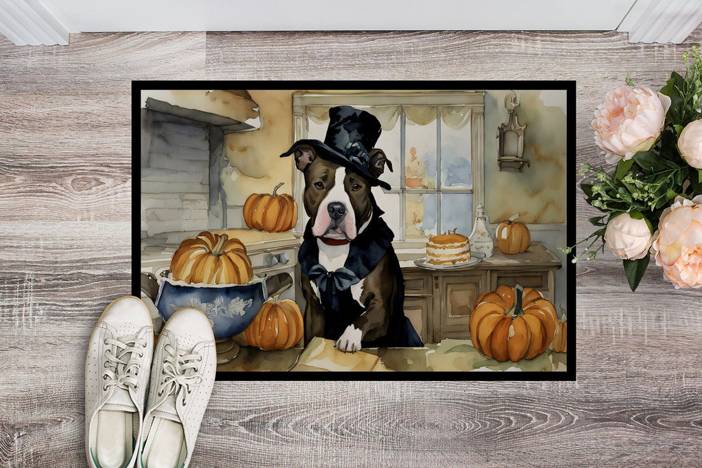 Pit Bull Terrier and Pumpkins Halloween Doormat