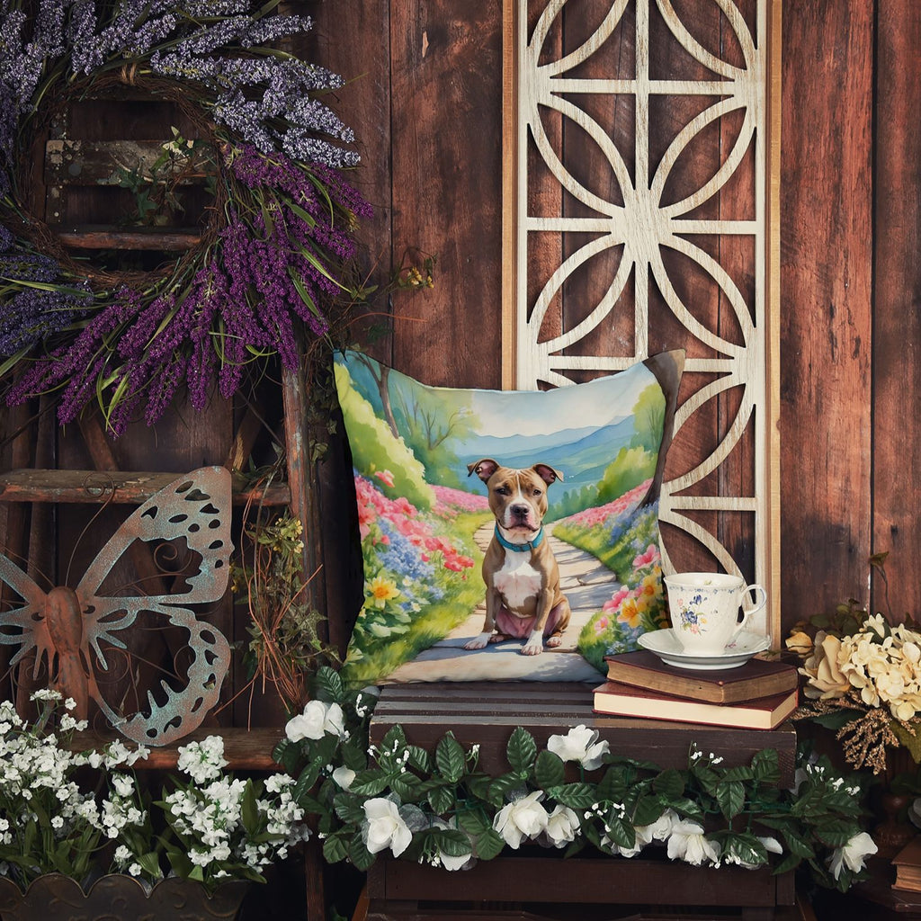 Pit Bull Terrier Spring Path Decorative Pillow