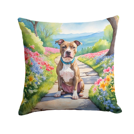 Pit Bull Terrier Spring Path Decorative Pillow
