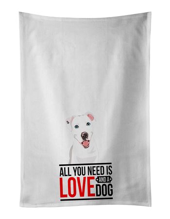 White Pit Bull Terrier Decorative Kitchen Towels