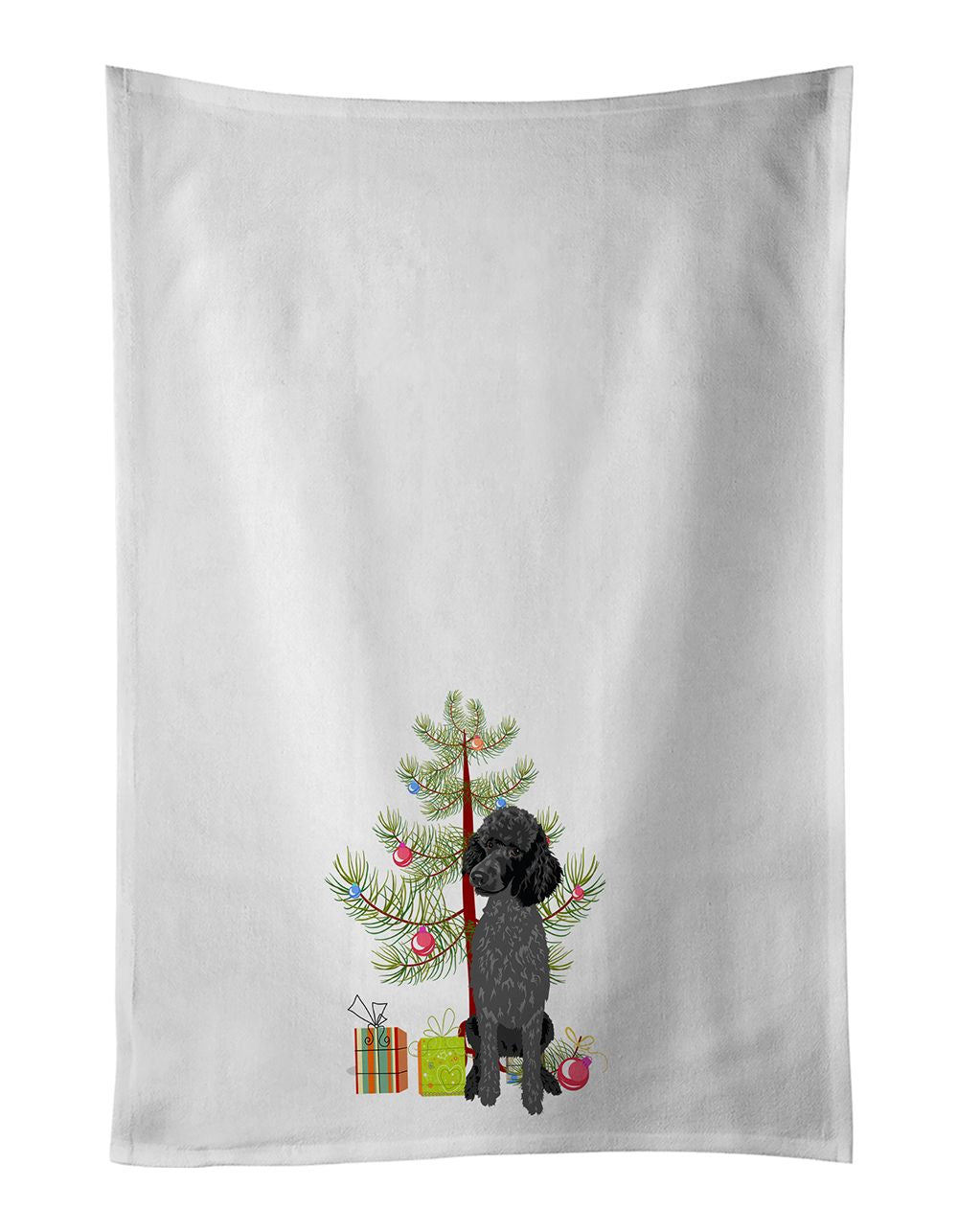 Standard Black Poodle Christmas Kitchen Towels