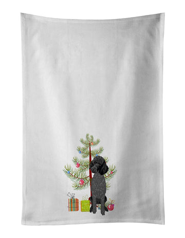 Standard Black Poodle Christmas Kitchen Towels